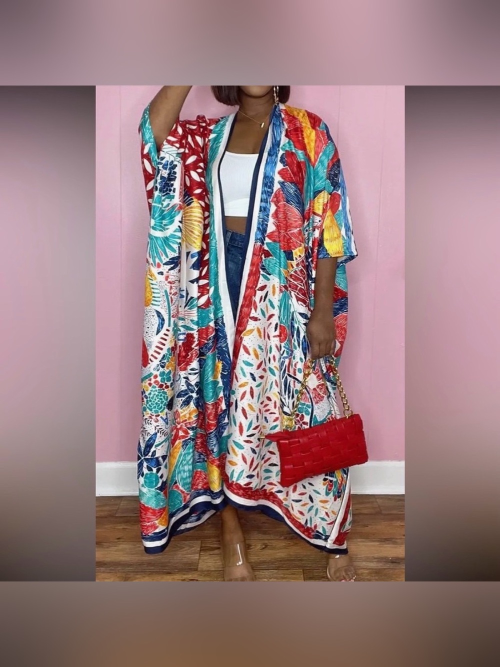 Vibrant Multicolor Floral Kimono Jacket